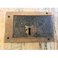 Old Lock - Brass Shield Key Hole - Wooden Case